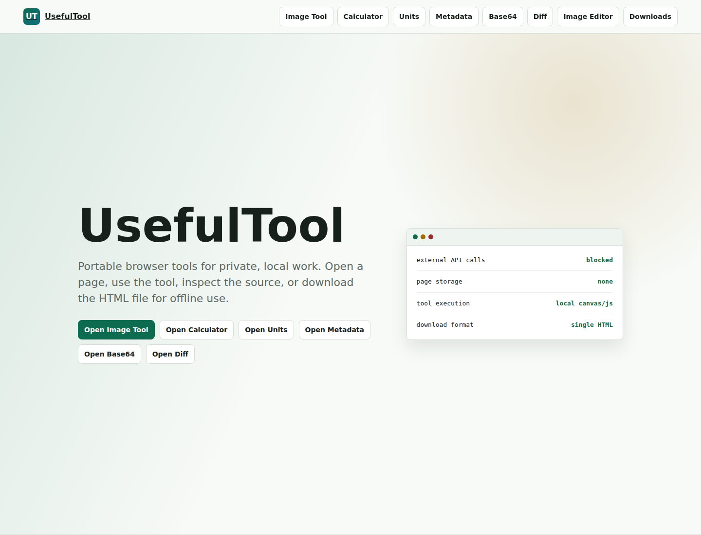 UsefulTool browser tool dashboard
